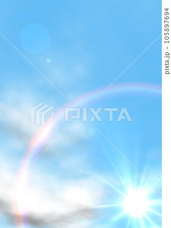 太陽　空　青空　ハロ　虹のリング　背景　壁紙(縦サイズ) 105897694