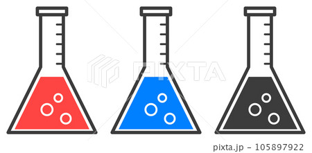 薬品や液体の実験に使用するガラス製フラスコのイラスト 105897922