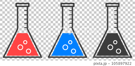 薬品や液体の実験に使用するガラス製フラスコのイラスト 105897922