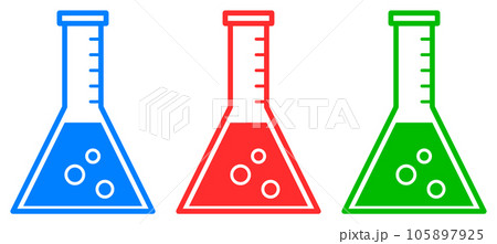 薬品や液体の実験に使用するガラス製フラスコのイラスト 105897925