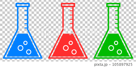 薬品や液体の実験に使用するガラス製フラスコのイラスト 105897925