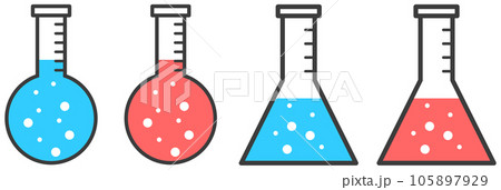 薬品や液体の実験に使用するガラス製フラスコのイラスト 薬品や液体の実験に使用するガラス製フラスコのイラスト 105897929