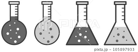 薬品や液体の実験に使用するガラス製フラスコのイラスト 105897933