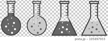 薬品や液体の実験に使用するガラス製フラスコのイラスト 105897933