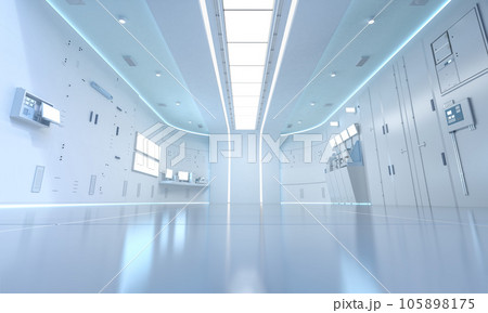 White futuristic hospital laboratory interior with medical supplies White futuristic hospital laboratory interior with medical supplies 105898175
