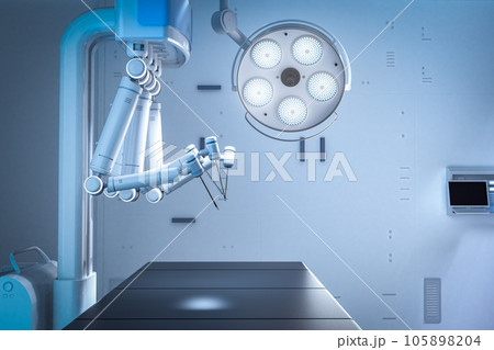 Robotic assisted surgery in operating room 105898204