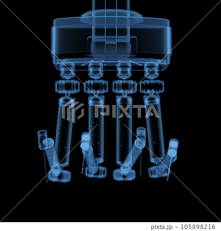 X-ray robotic assisted surgery isolated on black 105898216