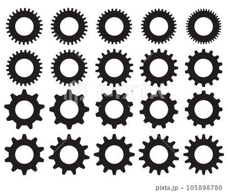 Black silhouettes of different gears on a white background 105898780