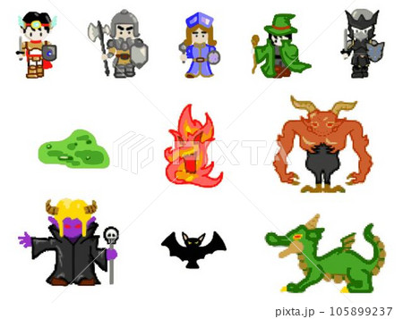 レトロゲームキャラクターのセット 105899237