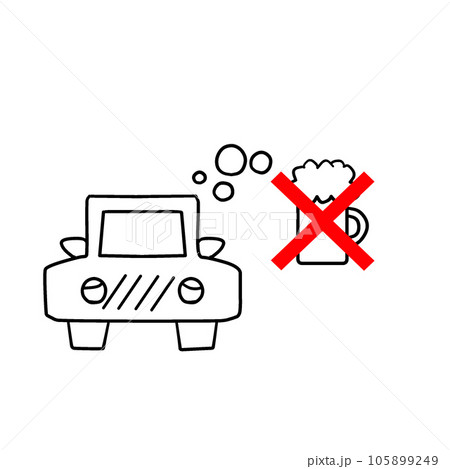 飲酒運転をイメージしたイラスト。酒酔い運転禁止の表示 105899249