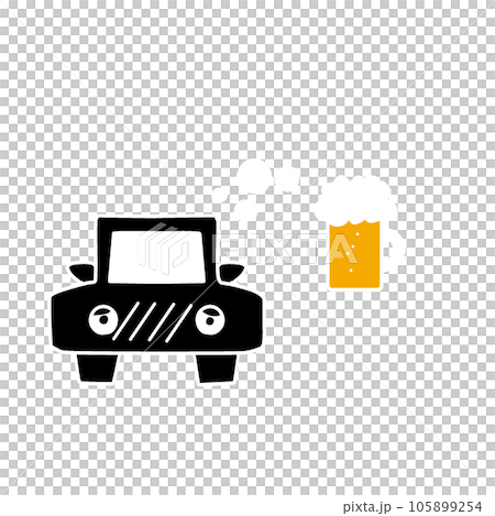 飲酒運転をイメージしたイラスト。酒酔い運転禁止の表示 105899254