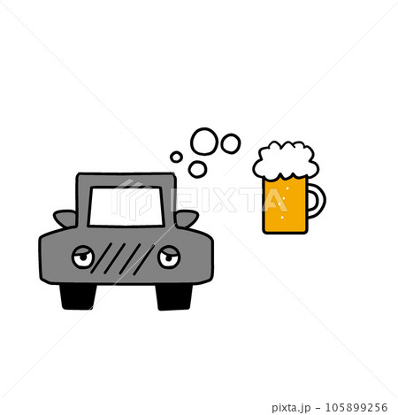 飲酒運転をイメージしたイラスト。酒酔い運転禁止の表示 105899256