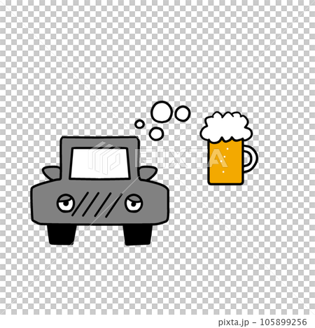 飲酒運転をイメージしたイラスト。酒酔い運転禁止の表示 105899256