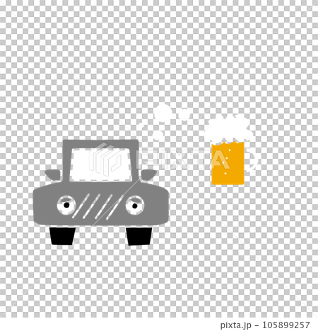 飲酒運転をイメージしたイラスト。酒酔い運転禁止の表示 飲酒運転をイメージしたイラスト。酒酔い運転禁止の表示 105899257