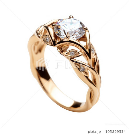 beautiful ring design. wedding engagement rings with diamonds on isolate white 105899534