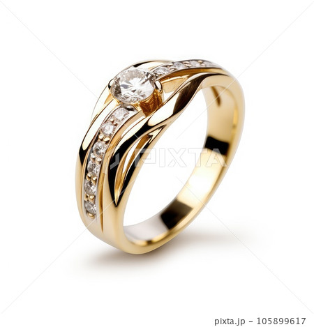 beautiful ring design. wedding engagement rings with diamonds on isolate white 105899617