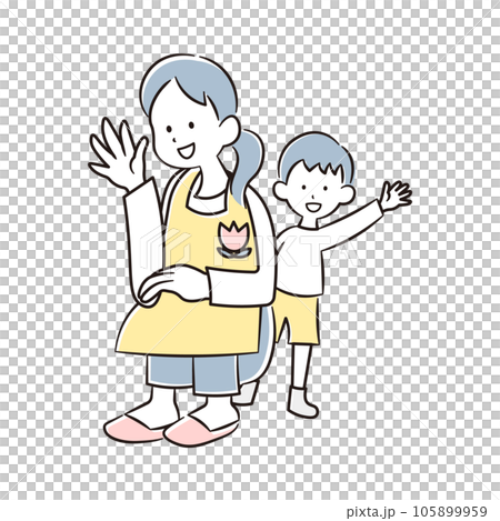Illustration material of a kindergarten teacher and a boy kindergartener Illustration material of a kindergarten teacher and a boy kindergartener 105899959