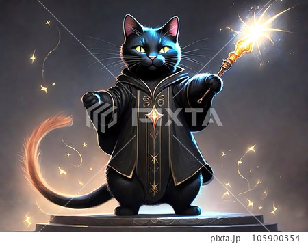 黒猫の魔法使いのイラスト素材 [105900354] - PIXTA