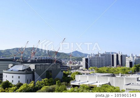 広島市内の俯瞰写真(新スタジアムの建設) 広島市内の俯瞰写真(新スタジアムの建設) 105901143