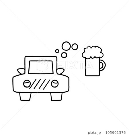 飲酒運転をイメージしたイラスト。酒酔い運転禁止の表示 105901576