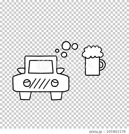 飲酒運転をイメージしたイラスト。酒酔い運転禁止の表示 105901576
