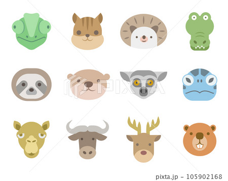 シンプルな動物の顔のアイコン　セット 105902168