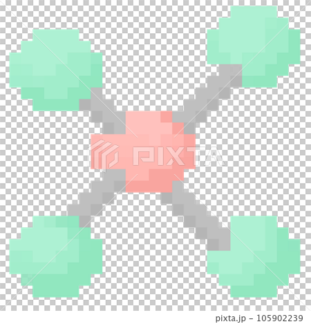 Isolated cute pastel molecular structure in pixel art 105902239