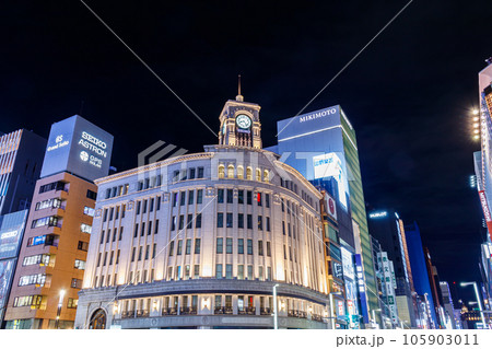【東京の都市風景】銀座周辺の都市夜景 【東京の都市風景】銀座周辺の都市夜景 105903011