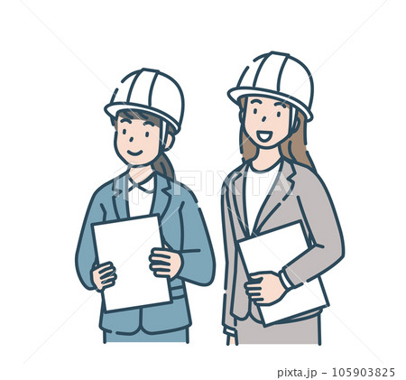 建築　工事　女性　視察 105903825