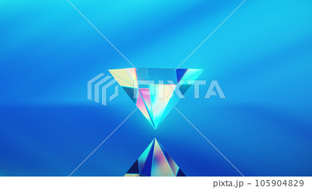 Glass pyramid and water ripples loop 3d render 105904829
