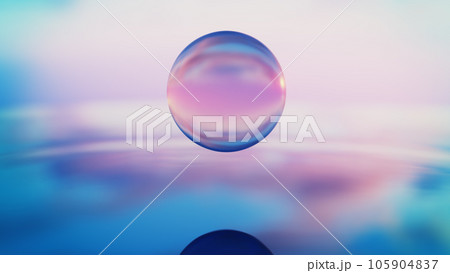 Glass sphere and water ripples 3d render Glass sphere and water ripples 3d render 105904837