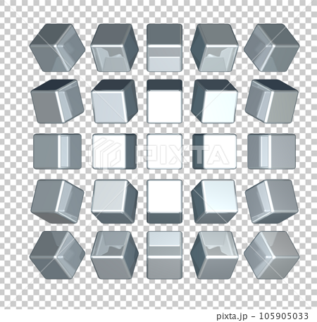 Solid (3D) Cubes multi-angle silver, silver - Stock Illustration  [105905289] - PIXTA