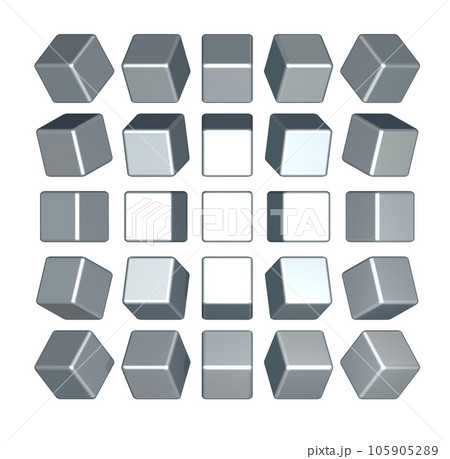 立体（3D）「Cubes multi-angle/多角度立方体（無反射）」シルバー,銀 105905289