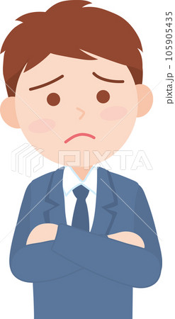 若手男性会社員_悩む_上半身 若手男性会社員_悩む_上半身 105905435