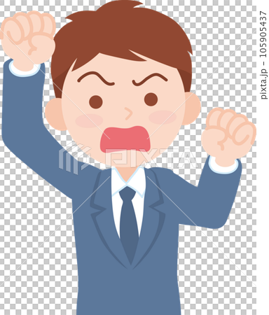 若手男性会社員_怒った表情_上半身 若手男性会社員_怒った表情_上半身 105905437