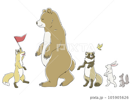 行進する森の動物たち 105905626