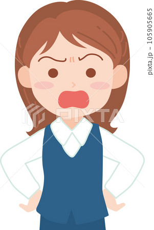 若手女性会社員_怒った表情_上半身 若手女性会社員_怒った表情_上半身 105905665