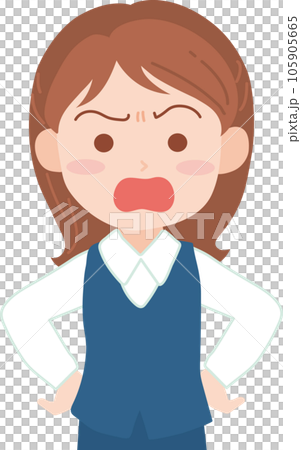 若手女性会社員_怒った表情_上半身 若手女性会社員_怒った表情_上半身 105905665