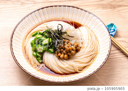 納豆とオクラのぶっかけそうめん 105905903