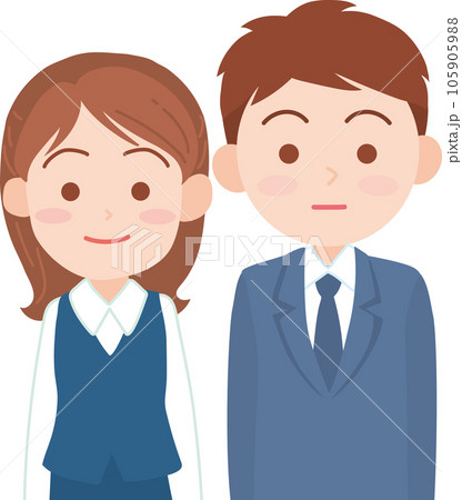 若手会社員男女_正面向き_上半身 若手会社員男女_正面向き_上半身 105905988