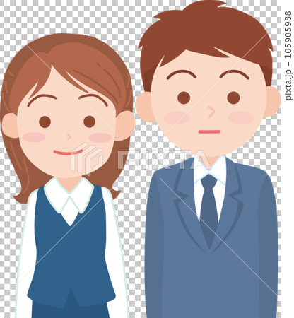 若手会社員男女_正面向き_上半身 若手会社員男女_正面向き_上半身 105905988