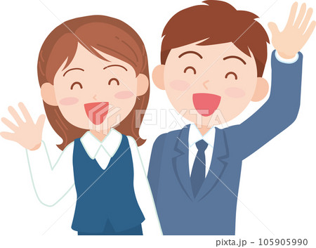 若手会社員男女_笑顔_上半身 105905990