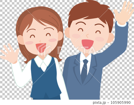 若手会社員男女_笑顔_上半身 105905990