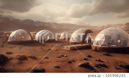 first human colony on Mars, neural network generated image first human colony on Mars, neural network generated image 105906285