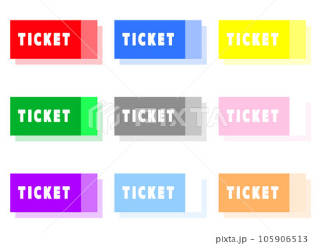 シンプルなチケット　右に縦線　カラフルな影　9個セット 105906513