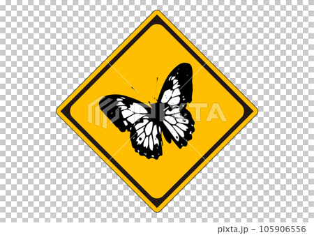 道路標誌動物警告蝴蝶剪影警告標誌 105906556
