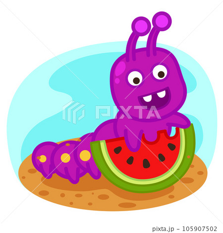 cute cartoon worm character on white background illustration cute cartoon worm character on white background illustration 105907502