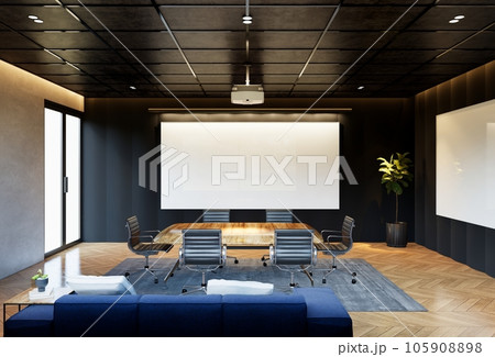 Modern conference interior and screens on the wall. The concept of workplace and enterprise. 3d Rendering illustration 105908898