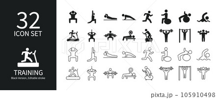 トレーニングに関連したアイコンセット トレーニングに関連したアイコンセット 105910498