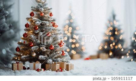 Beautiful and wonderful Christmas background with customizable space for Christmas wishes. 105911117